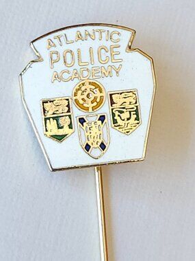 Atlantic Police Academy lapel tack pin White and gold-toned ENAMEL CRESTS